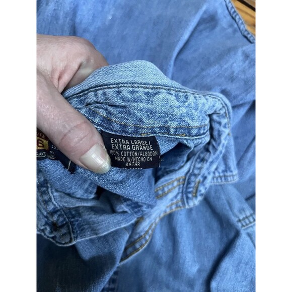 Vintage Route 66 Men XL Shirt Button Down Denim Original Blue 90s Western - Picture 7 of 8